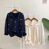 Honey J Gardening Embroidered Flower Collar Button Sweatshirt  3 Colors 