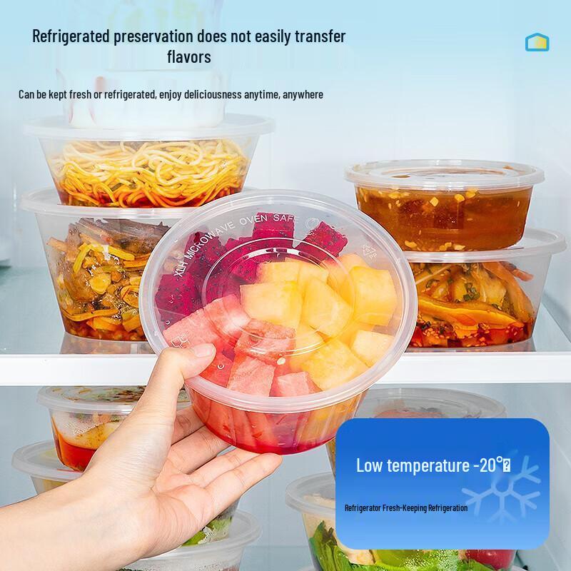 Wutian 1000ml Runde Einweg-Lebensmittelbehälter mit Deckeln (50er Packung)