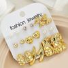 18 Pcs/Set Vintage Gold Color Metal Pearl Heart Bow Knot Earrings for Women Elegant Irregular Zircon Stud Earring Jewelry Gifts