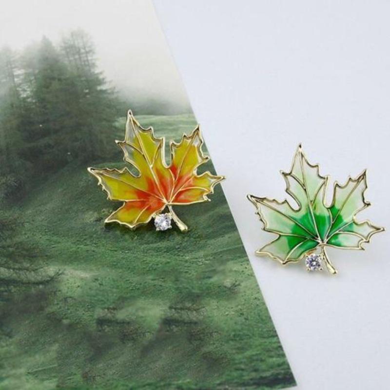Brosche für Damen, Sonnenblumen-Ahornblatt, Aprikosenblatt, realistisch, galvanisiert, poliert, exquisit, für Abschlussball, Party, Mantel