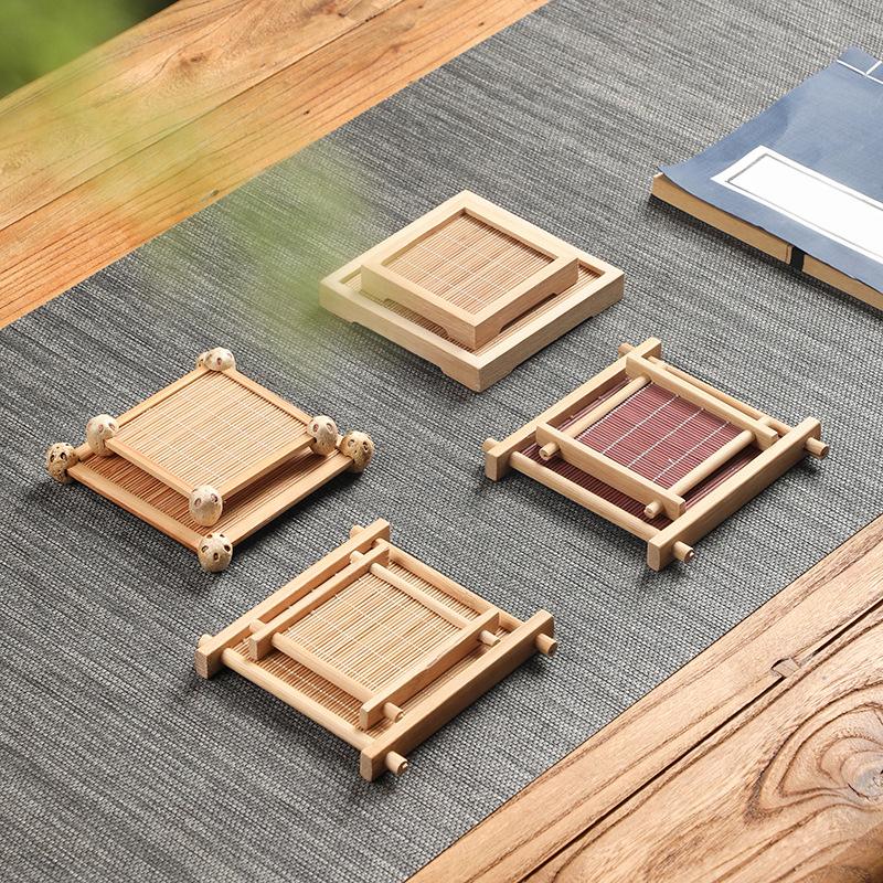 Bamboo Square Tea Coaster Heat-Resisting And High-Temperature Cup Mats Table Protector Reusable Wood Accessory Decor