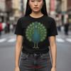 Peacock Organic Cotton T Shirt vintage Washed homme Unisex designer clothes graphic streetwear fashion Breathable Soft Slightly