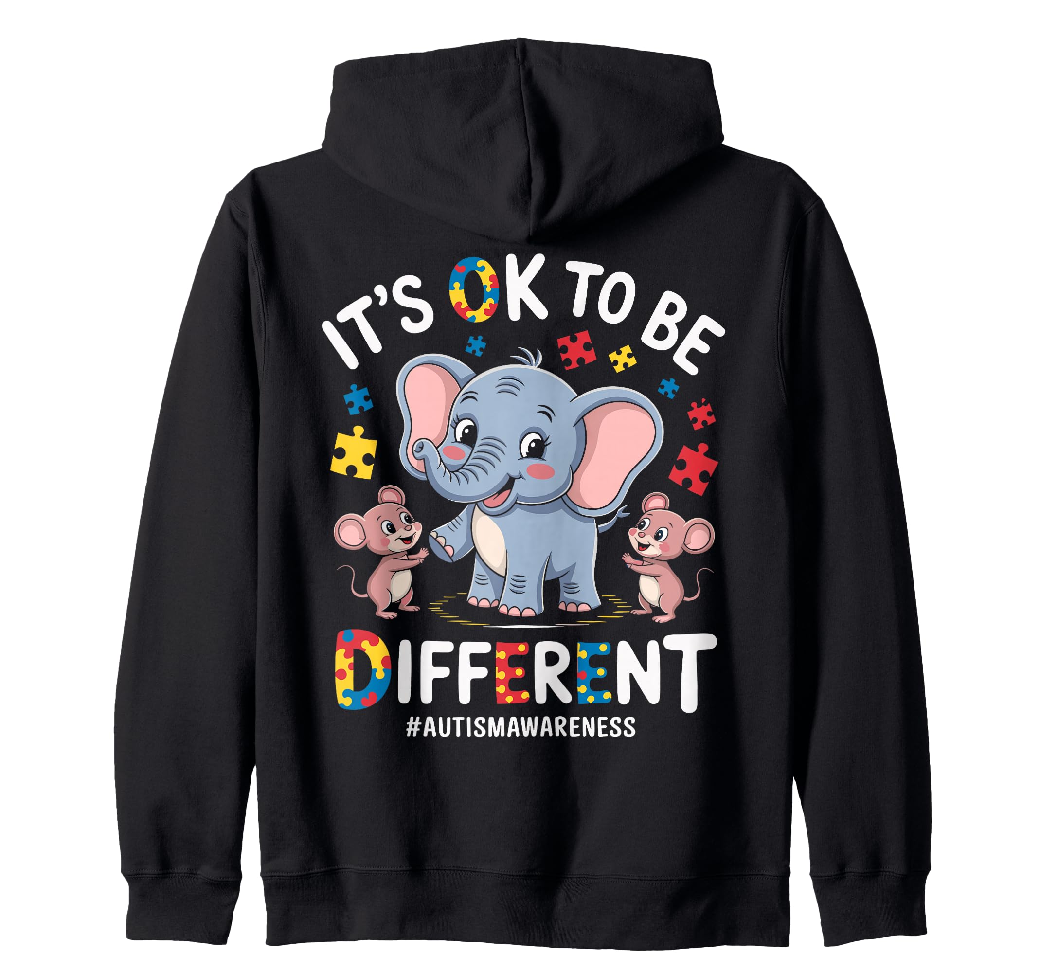 It s OK To Be Different Autism Awareness Elephant Kids Zip Hoodie
