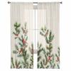 Christmas Pine Needle Jam Curtains For Living Room Bedroom Home Decoration Window Voile Tulle Curtain Drapes