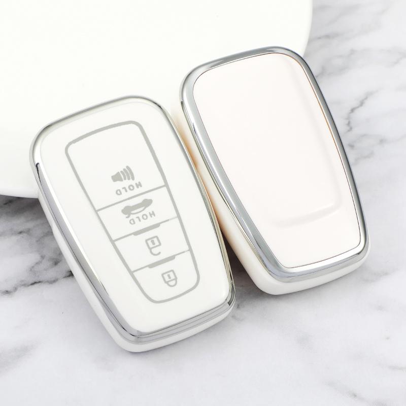 4 Buttons TPU Car Key Case Cover Fob for Toyota Camry CHR Corolla RAV4 Avalon Land Cruiser Prado Prius 2017 - 2022 Keychain