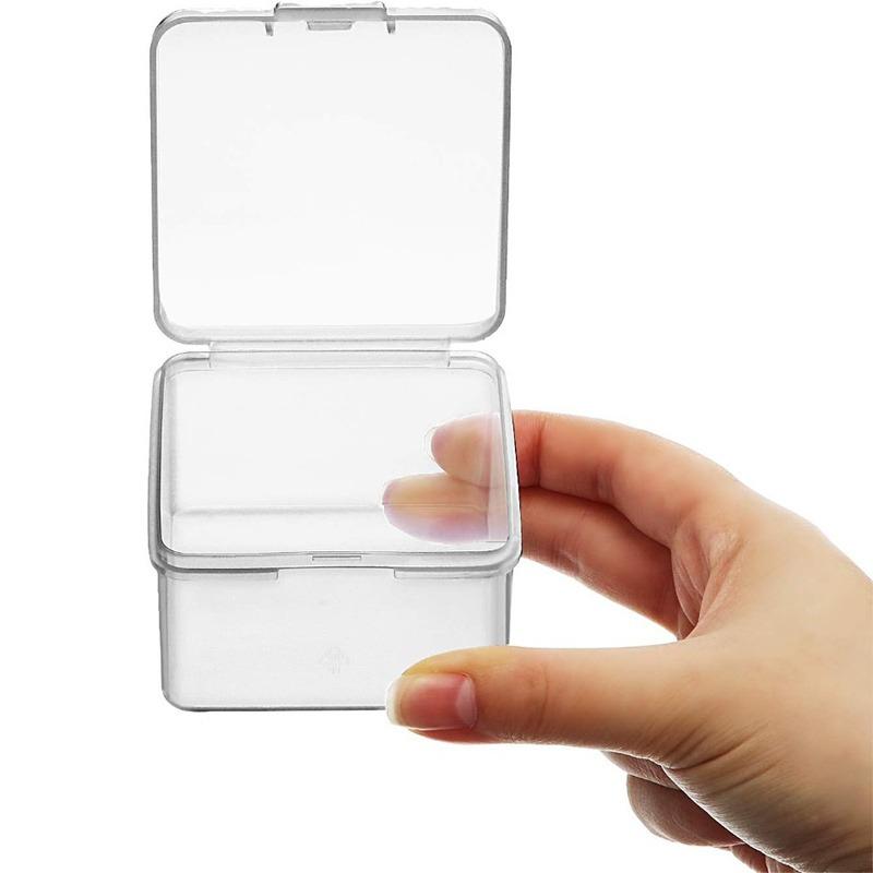 50 Stück Klare Klickdeckel Kunststoff-Aufbewahrungsboxen Stapelbarer Organizer Kleine Quadratische Boxen für Bastelbedarf Schmuck DIY Perlen Behälter Set
