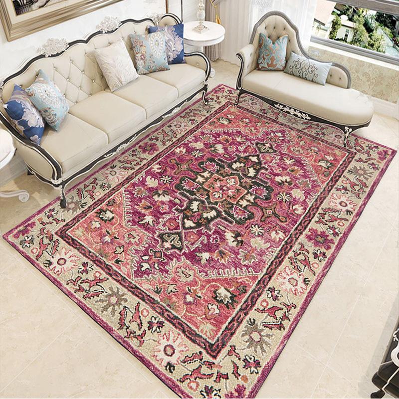 Retro Bohemian Style Carpet Home Large Area Anti Slip Sofa Coffee Table Decoration Carpet