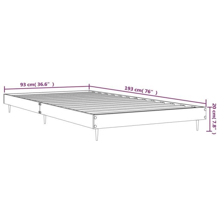 VidaXL Cadre de lit chêne fumé 90x190 cm bois d'ingénierie 832306