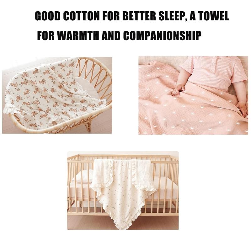 Breathable Cotton Baby Blanket Newborns Bath Towel with Delicate Floral Pattern Stylish Nursery Essential 90x100cm