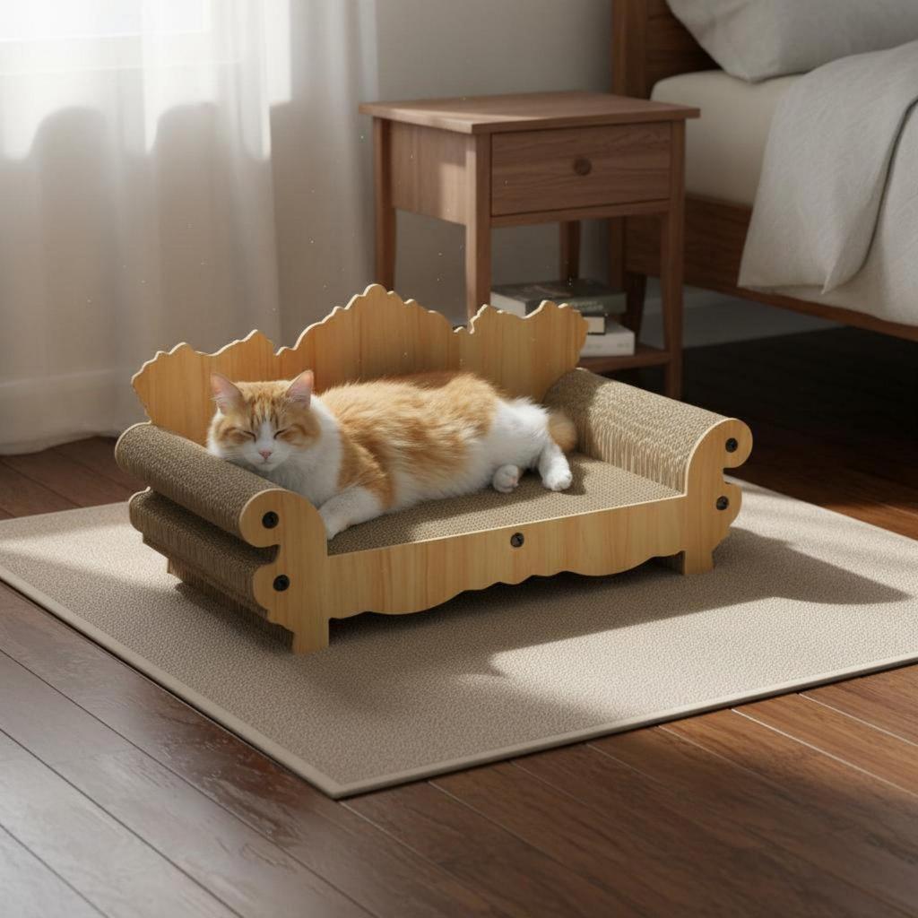 Curved Lounge Scratcher Cat Corrugated Feline Low Shedding Pet