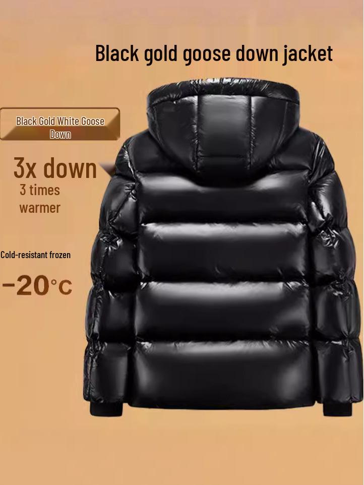 Black Gold Goose Down Long Coat - Unisex Winter Over-Knee Jacket for Extreme Cold
