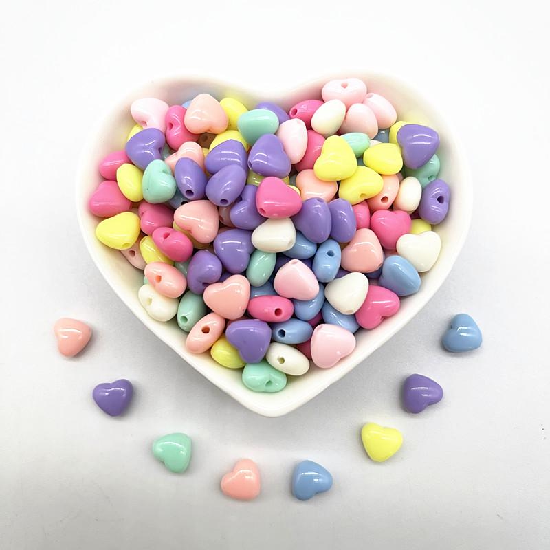 50pcs/lot 10mm Colourful Heart Shape Acrylic Loose Spacer Beads for Jewelry Making DIY Handmade Accessories