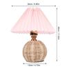 Fabric Lampshade Pleated Table Lamp Rattan Base Bedside Table Lamp Modern Nightstand Lamp  Reading