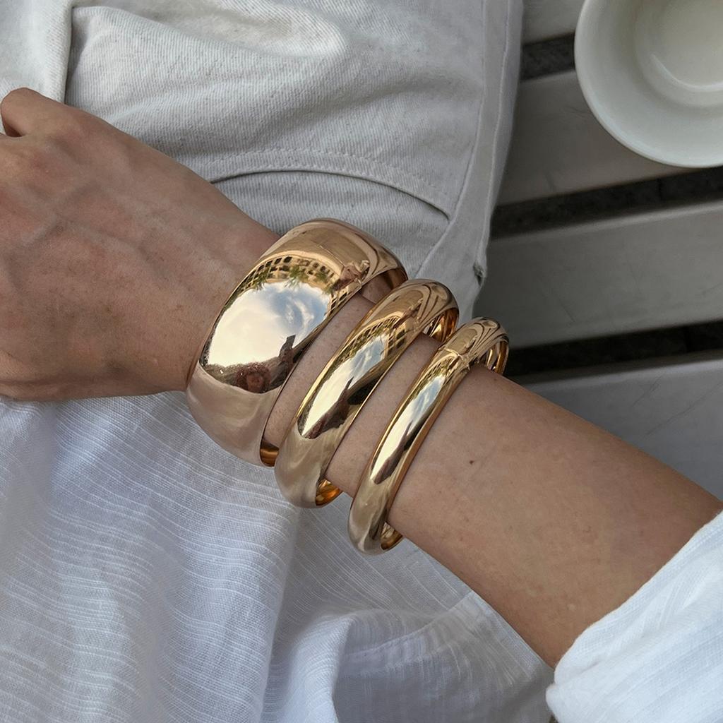 Exaggerated Metal Large Glossy Bracelet Bracelet Design Sense Geometric Round Wide Bracelet