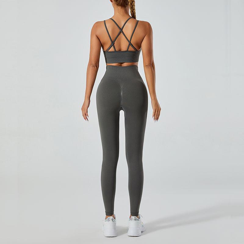 Completo Yoga da Donna con Top con Schiena a Croce e Leggings a Vita Alta per Fitness e Pratica Yoga