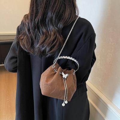 Strukturierte kleine Tasche Damen Herbst und Winter neue tragbare Bucket Bag Premium Kette Umhängetasche