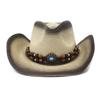 Decorative Beaded Straw Cowboy Hats Women Men Summer UV Protection Beach Holiday Sun Caps Outdoor Wide Brim Cowgirl Hats