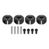 Uxcell Aluminum Wheel Hex Hub Drive Adapter with Screws and Pins for RC Car Upgrade Replacement Parts, 12mm Black, 6mm Thick, 4 Pieces
