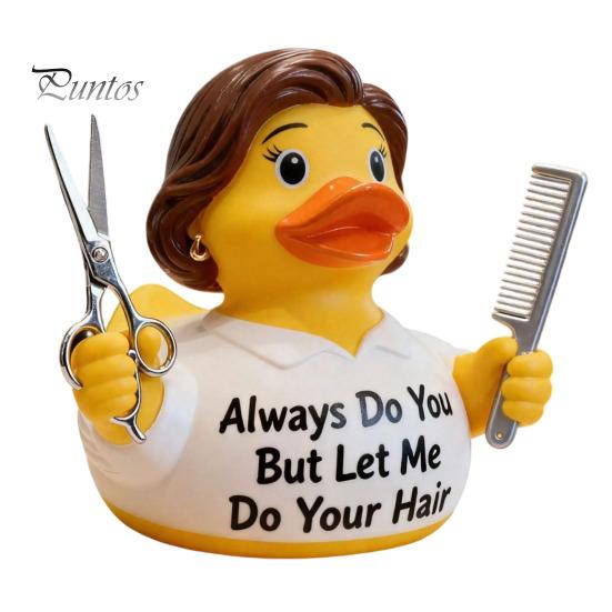 Resin Duck Statue Barber Figurine with Scissors and Comb, Yellow for Salon Decor, Handmade Hair Stylist Gift Creative Hairdresser Gift, Funny