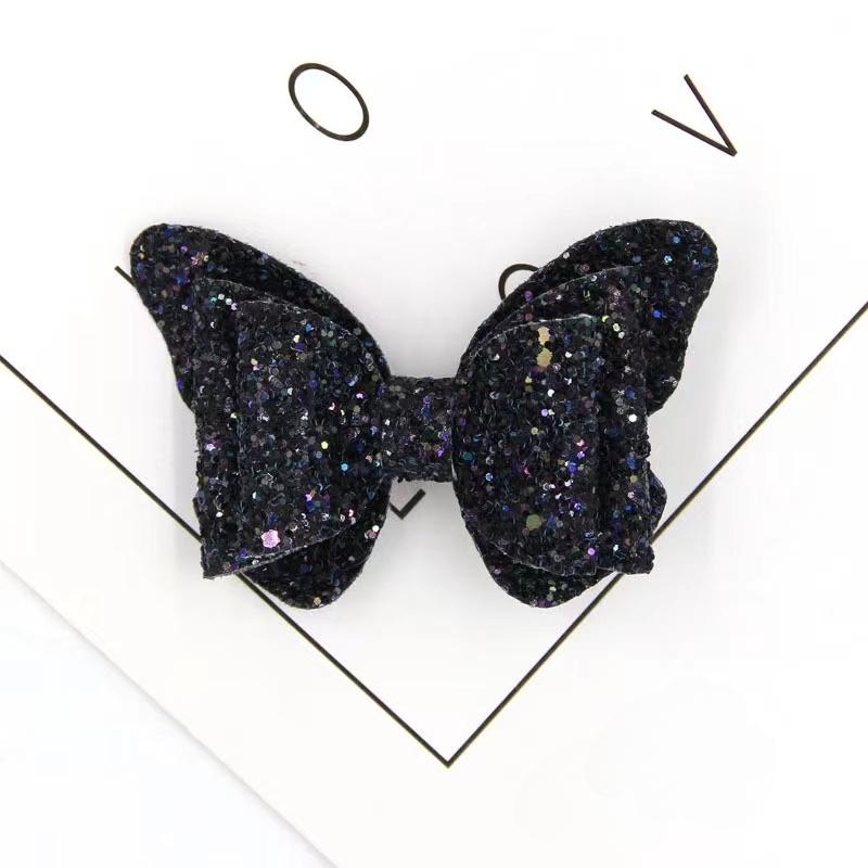 

Милые заколки для волос с блестками и двойной бабочкой для девочек, заколки-банты, самодельные головные уборы, украшения в виде бантов, заколки для волос для малышей, аксессуары для волос one size чёрный