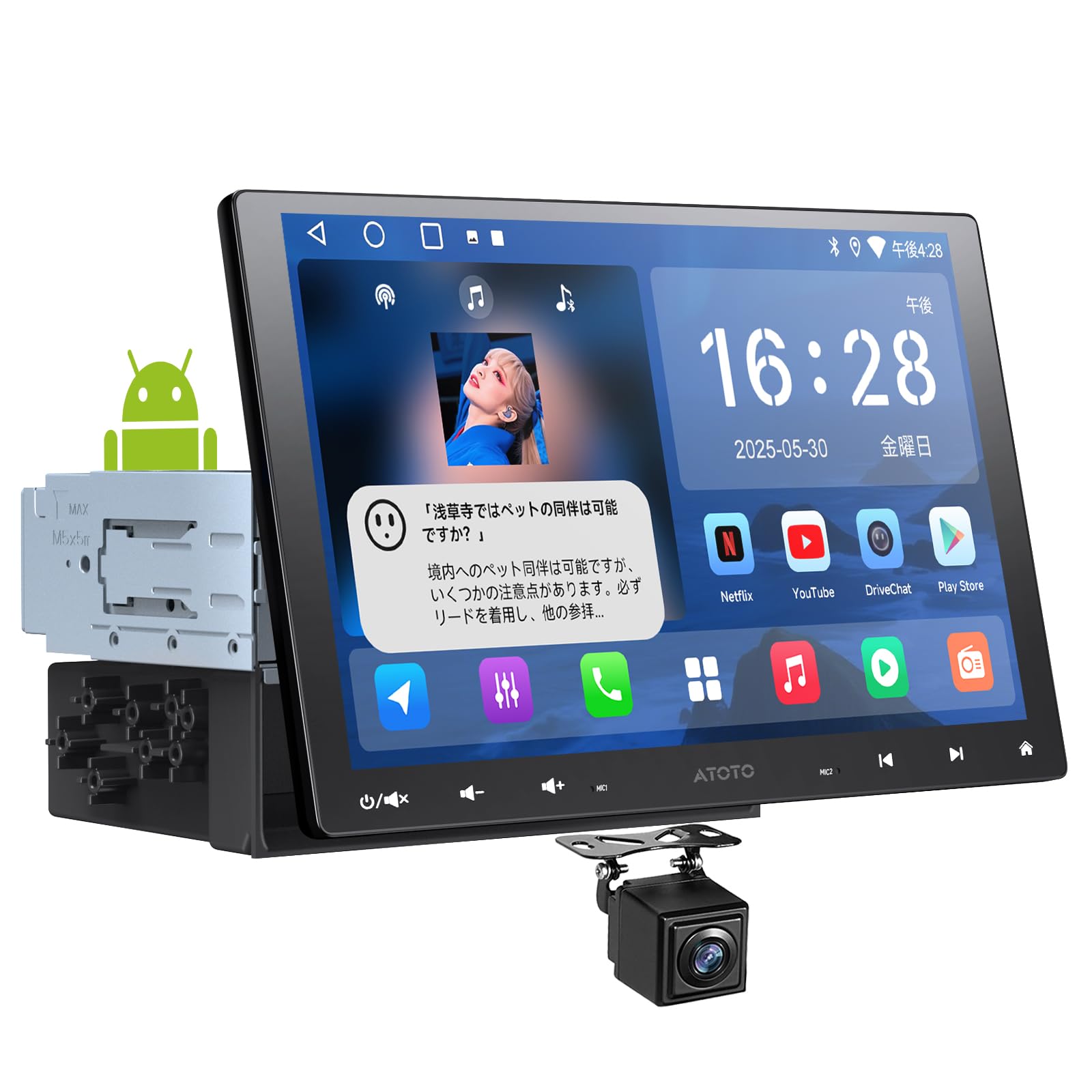 

ATOTOEXCEL A5L 10 дюймов 2DIN 1DIN совместимый Android автомобильный плавающий дисплей беспроводной CarPlay Android DSP ChatGPT GPS с задним видом Одобрение &