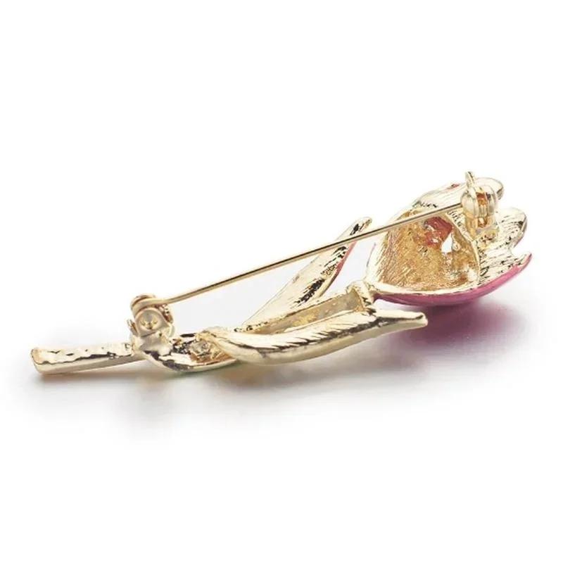 Women Summer Fashion Tulip Rhinestone Flower Brooch Pin Crystal Jewelry Clothes Accessories Brooche Gift Wedding Pins Decoration