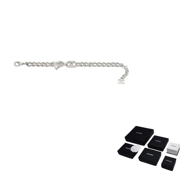 

CHANEL [25S Spring and Summer] Chain Design Crystal Bracelet Uniform Couple Style for Men and Women Silver срібний