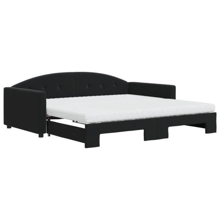 VidaXL Daybed with Trundle Bed and Mattress Black 100x200 Cm Velvet 3197336