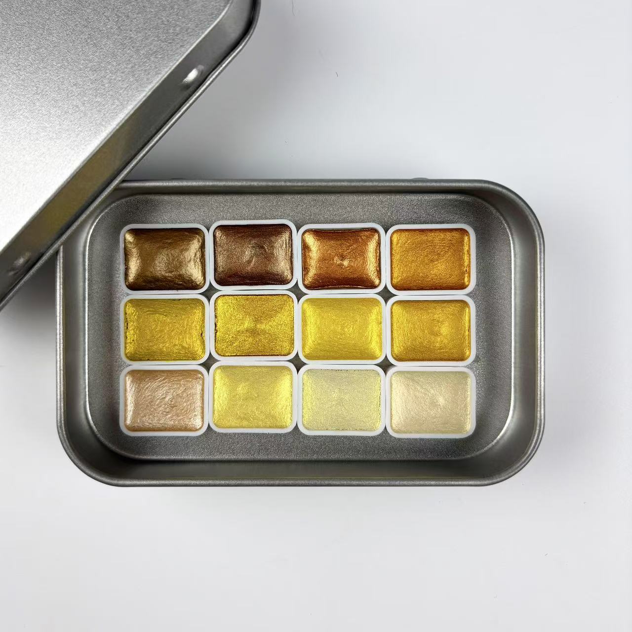 

12 перламутровых акварельных красок серии «Золотая», твердая упаковка специально для традиционной китайской живописи и цветной живописи. Option 12