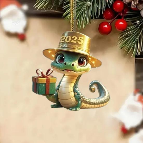 Acrylic Pendant Christmas Tree Hanging Decoration with Lanyard Easy To Hang Snake Shape Pendant New Year Ornament AVE
