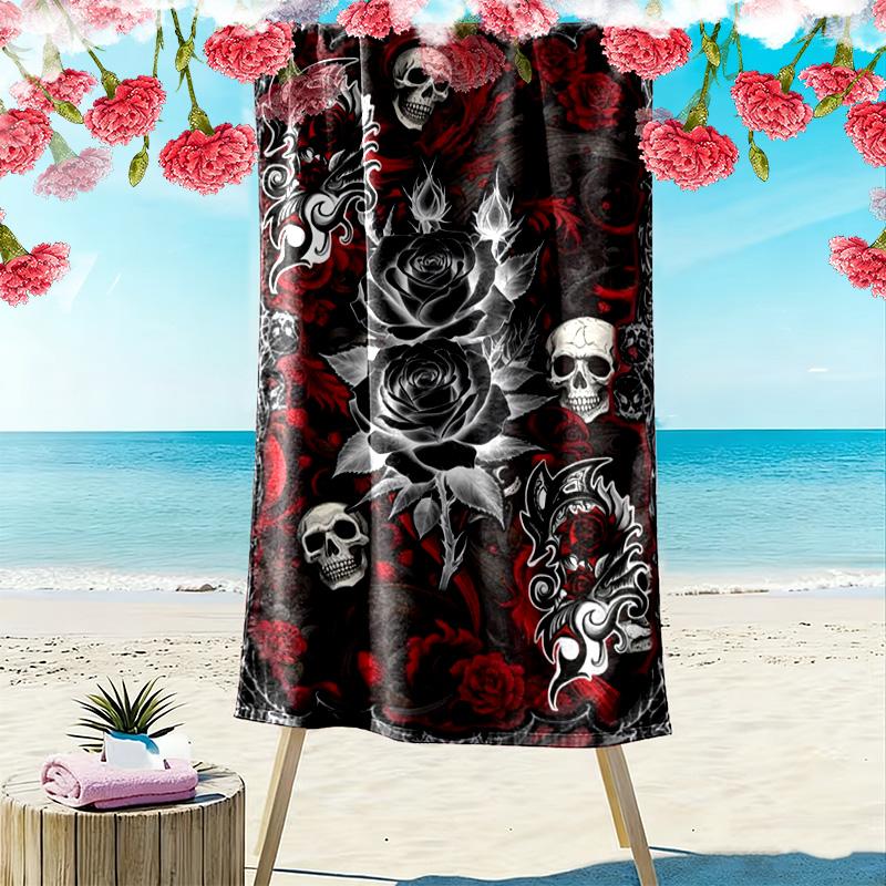 Gothic Skull Print Beach Towel, Large Soft Quick Dry Towel for Beach Camping Swimming