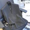 Knitted V-Neck Wool Fleece Sleeveless Vest - Minimalist Style for Autumn/Winter