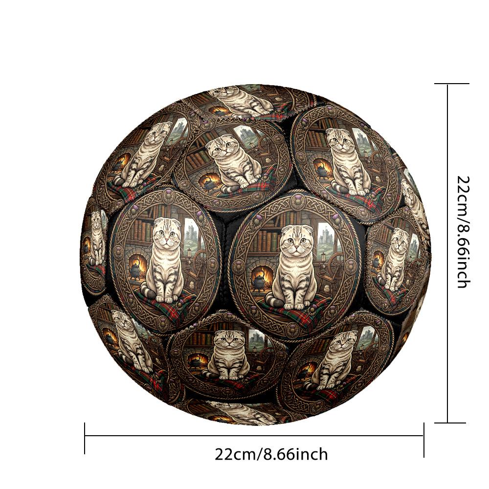 Scottish Cat Cottage Round Football Size 5 Adult Ball Suitable for Training Matches and Outdoor Team.