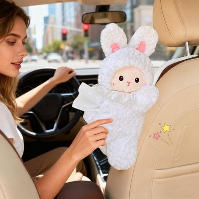 Napkin Holder For Car Cartoon Rabbit Napkin Dispenser Cute Tissue Box Cover For Truck RV Headrest Visor Console Armrest Desktop