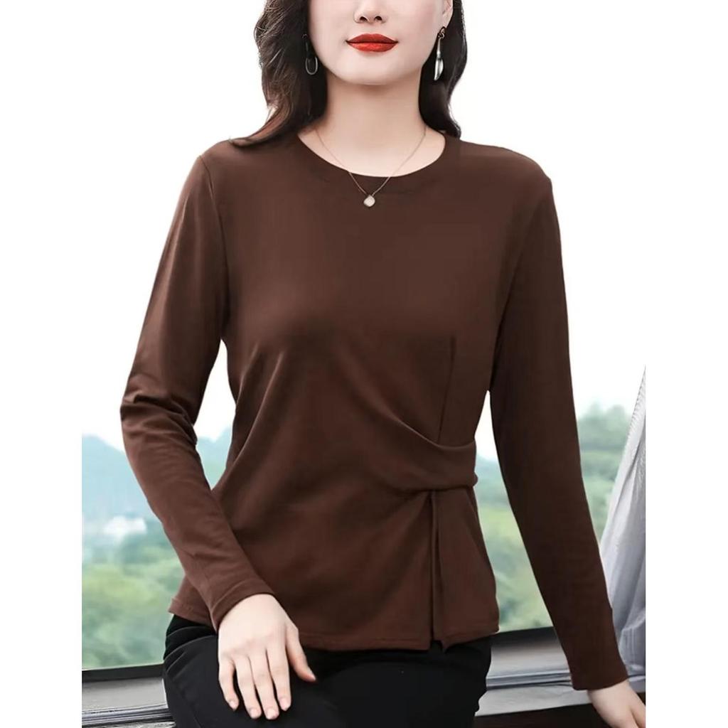 Women's 2025 Early Autumn Fleece Long-Sleeve T-Shirt: Flattering, Slimming, Versatile Base Layer Top