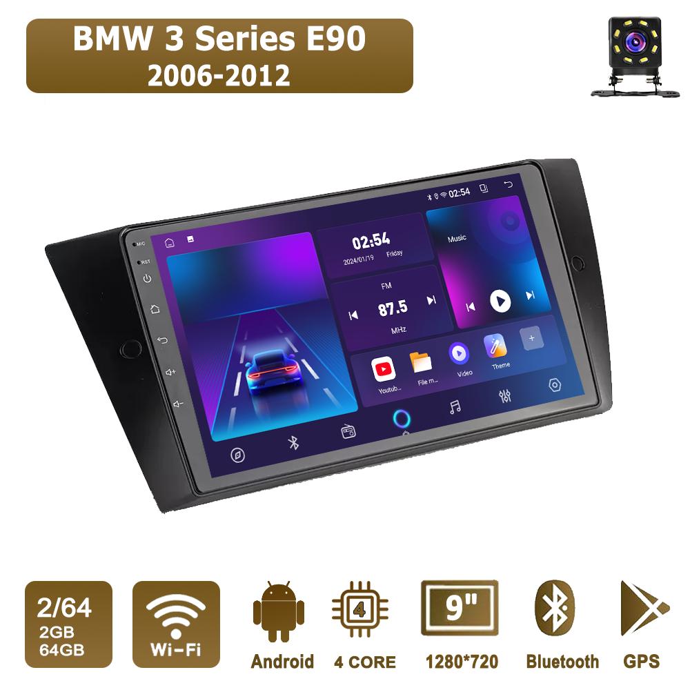 

Android Car-Play Car Radio For BMW 3 Series E90 2006-2012 Multimedia Player Head Unit Stereo GPS Navigation BT WIFI,2+64GB чёрный