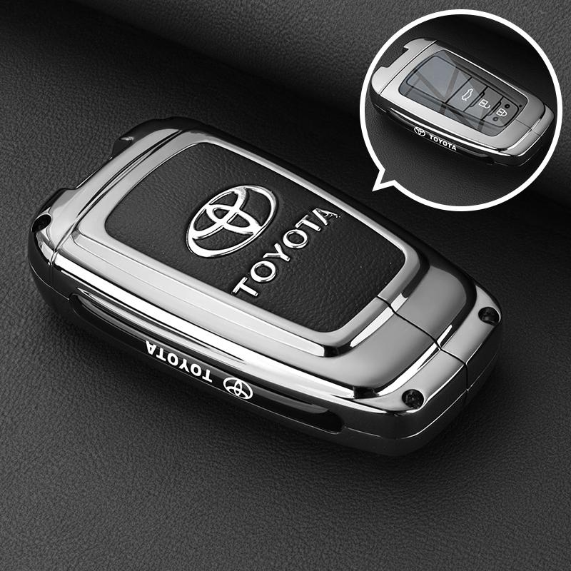 Leather Zinc Alloy Car Key Case for Toyota Corolla Hybrid 2021 Rav4 Land Cruiser Prado Camry Highlander Prius C-HR 2018+