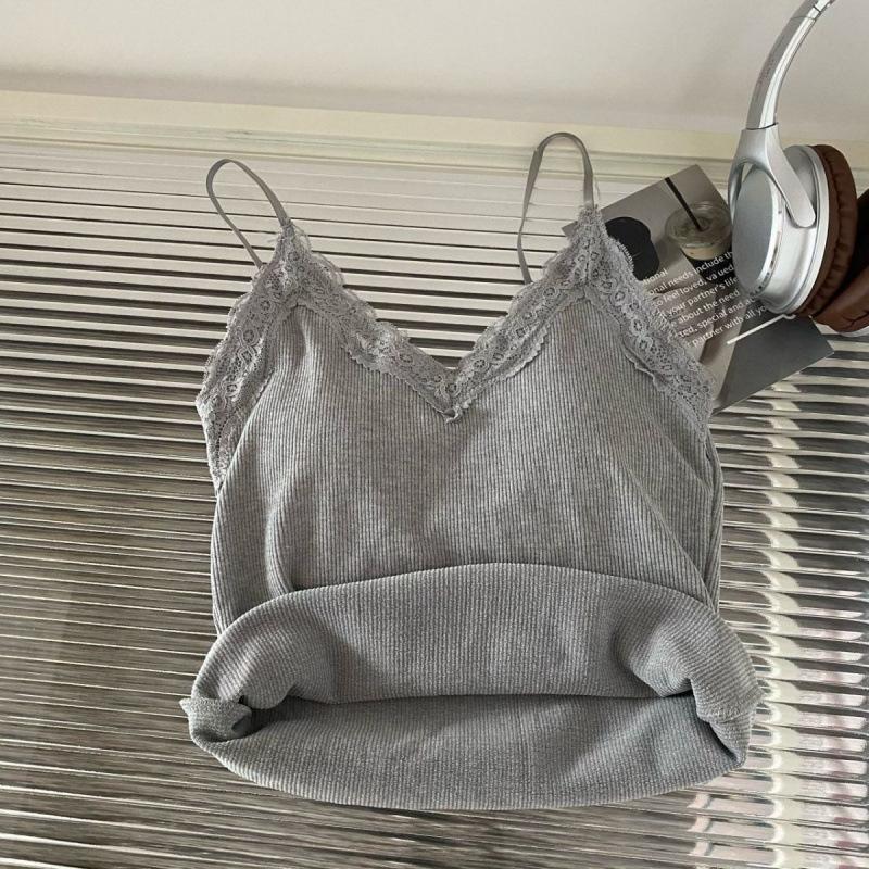 Big Size American Vintage Lace Patchwork with Women's New Sexy Outside To Wear Halter Vest Spice Girl Style Top