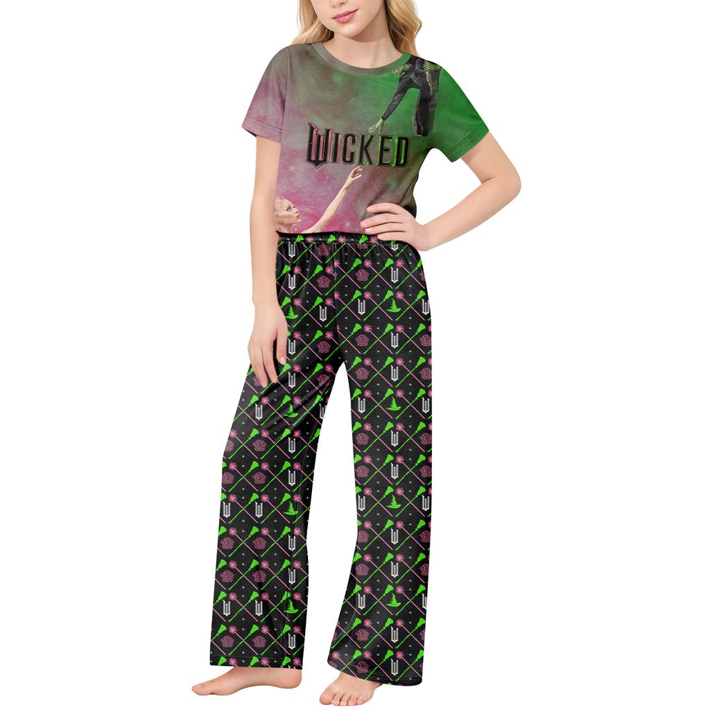 Children's Short-Sleeve Printed Two-Piece Pajama Set With T-Shirt And Pants
