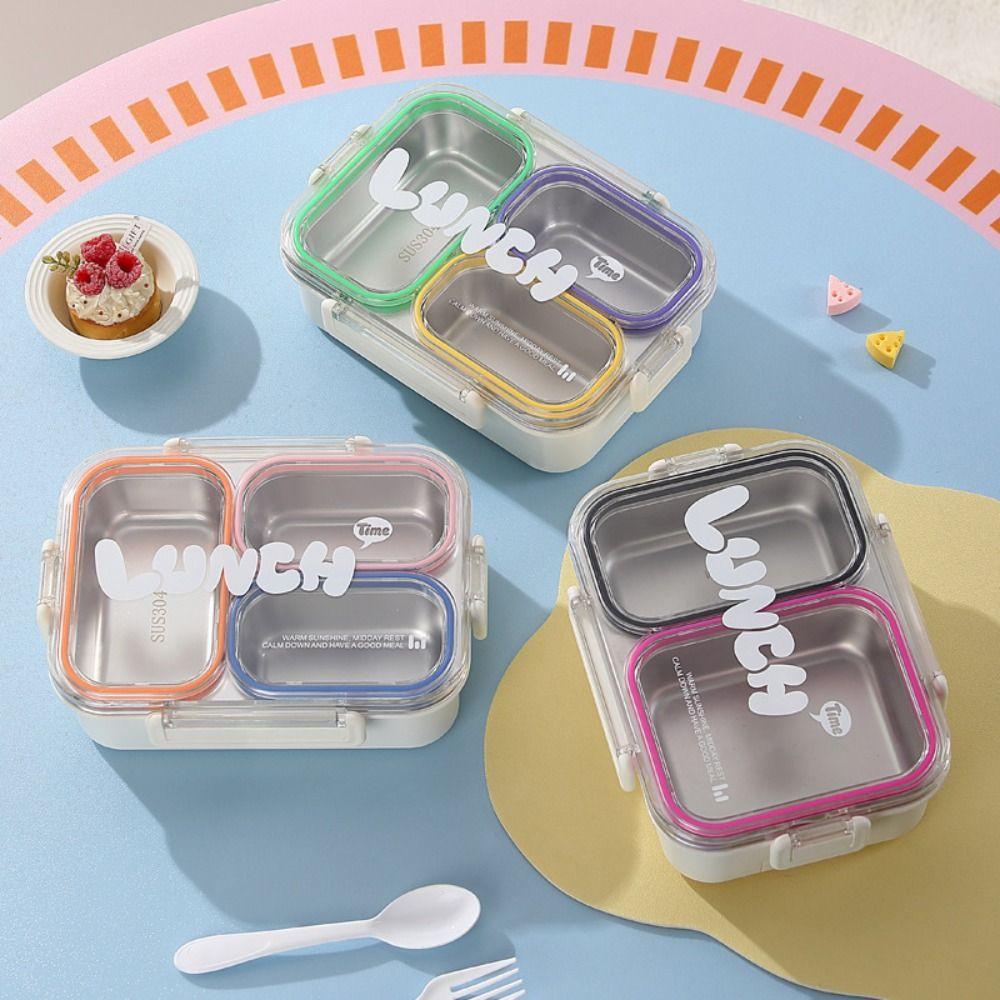 2/3 Compartments Portable Food Container Food Grade Divided Lunch Plate  School