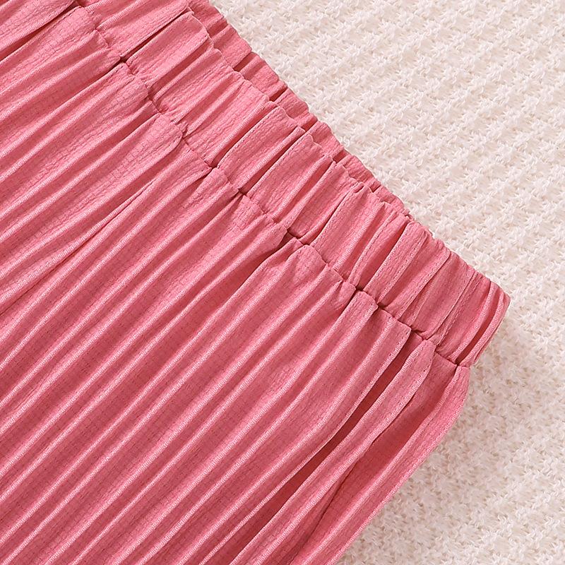 Girls Summer Trousers New Pleated High Waist Loose Wide Leg Trousers Children's Trousers 8-12Y