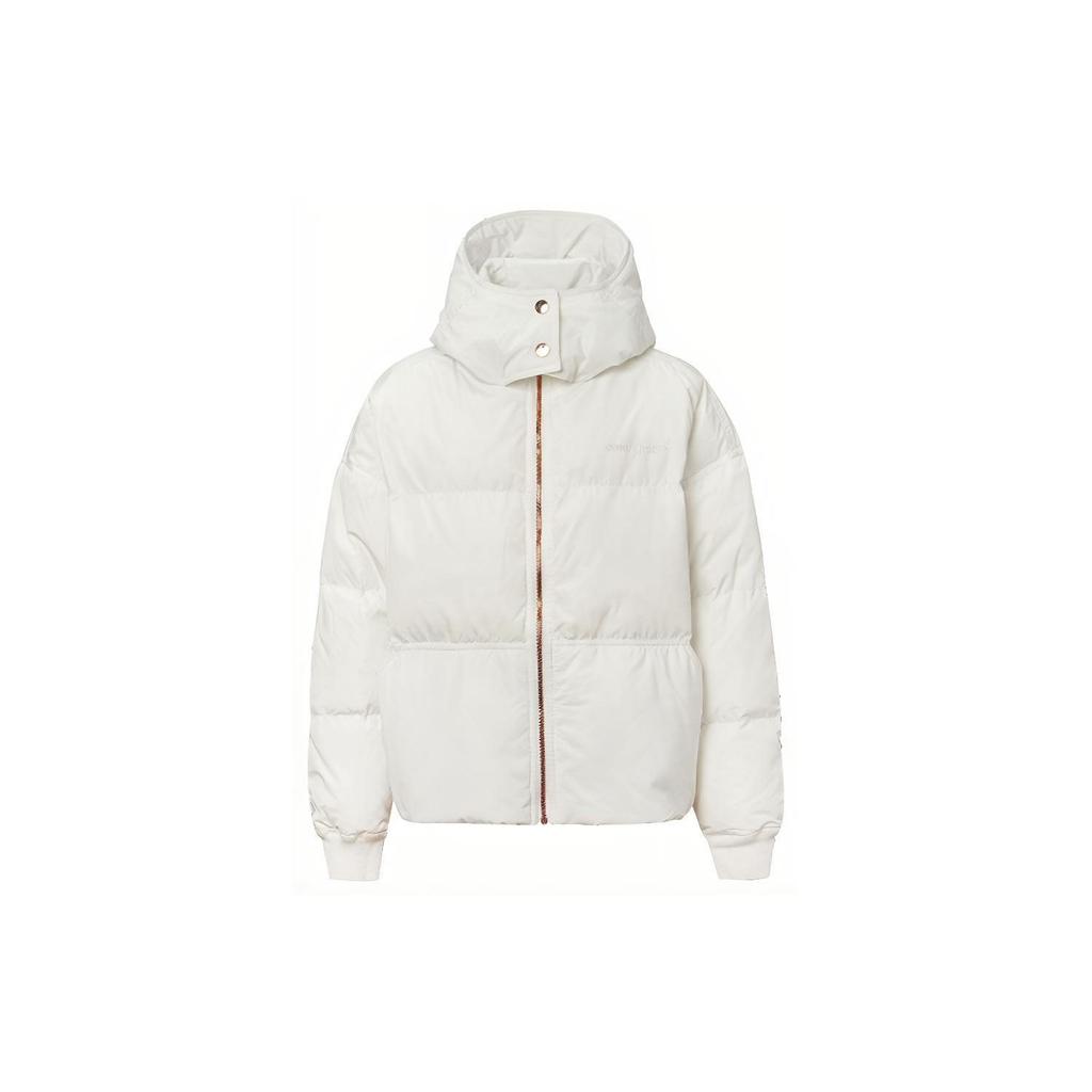 Converse Down Jackets Women's Ecru Hooded Non Detachable Moderate 10019787-A03