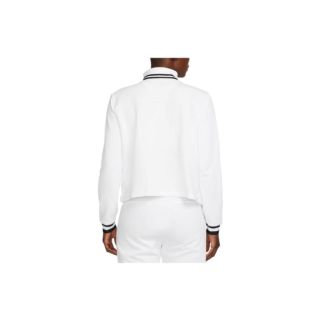 Nike Court Dri-FIT Heritage Embroidered Logo Mock-Neck Sweatshirt Women Tops White FB4152-100