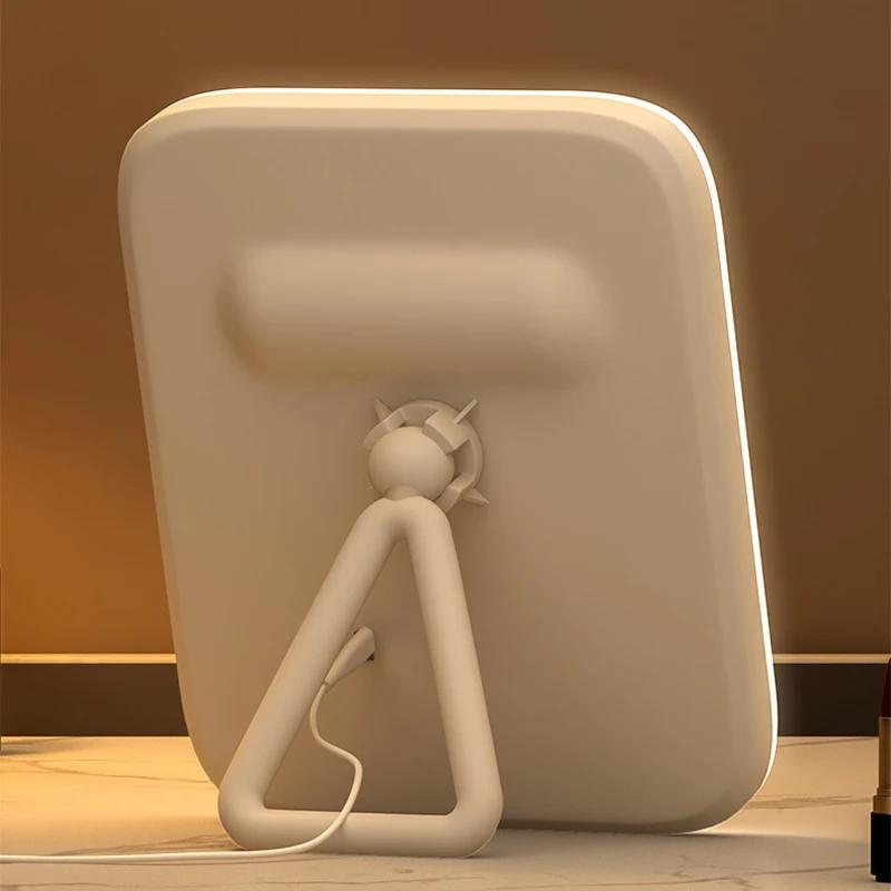 LED Student Dormitory Desktop 3 Color Fill Light Small Mirror, Makeup Mirror With Light, Bedroom Dressing Table Mirror