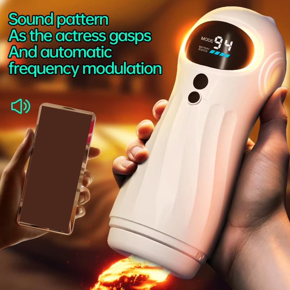 New APP Remote Automatic Sucking Male Masturbator Cup Real Vagina Vibration Blowjob Masturbation Heated Sex Machines Toys for Man with LCD Display