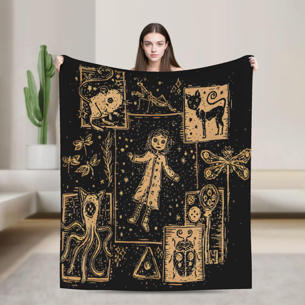 Super Soft BlanketChild Airplane Travel Coralines Throw Blanket Horror Flannel Bedspread For Living Room Comfortable Sofa Cover