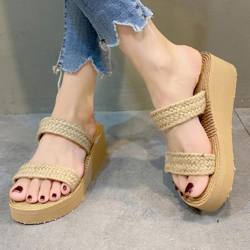 Wedges Slippers Women Summer Platform Shoes Slides Women Luxury Designer Slippers Outdoor Beach Womens Shoes Chanclas Mujer