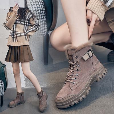 Rabbit Fur Mouth Velvet Snow Boots Women's Thick-soled Winter New Matte Martin Boots Women's Casual Short Boots