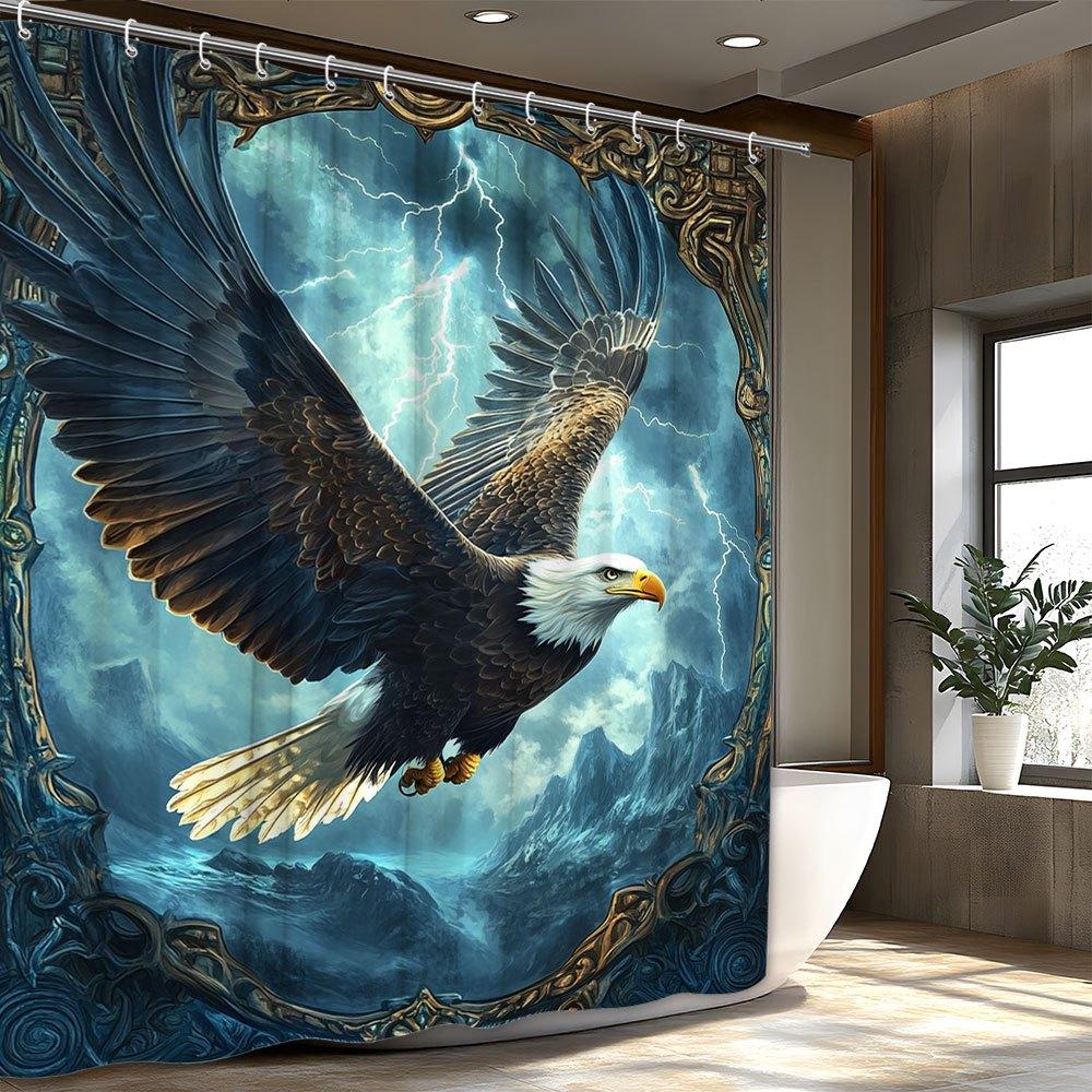 

Flying Majestic Condor Shower Curtain With 12 Hooks Machine Washable Seasonal Bathroom Decor, Condor Decorative Shower Curtain W60H190(CM)-1 Pcs