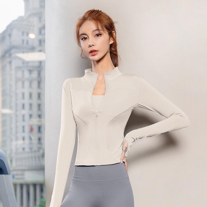 Sunscreen clothing Spring Internet celebrity fitness jacket women's zipper slim-fit quick-drying long-sleeved tight sports yoga clothing top